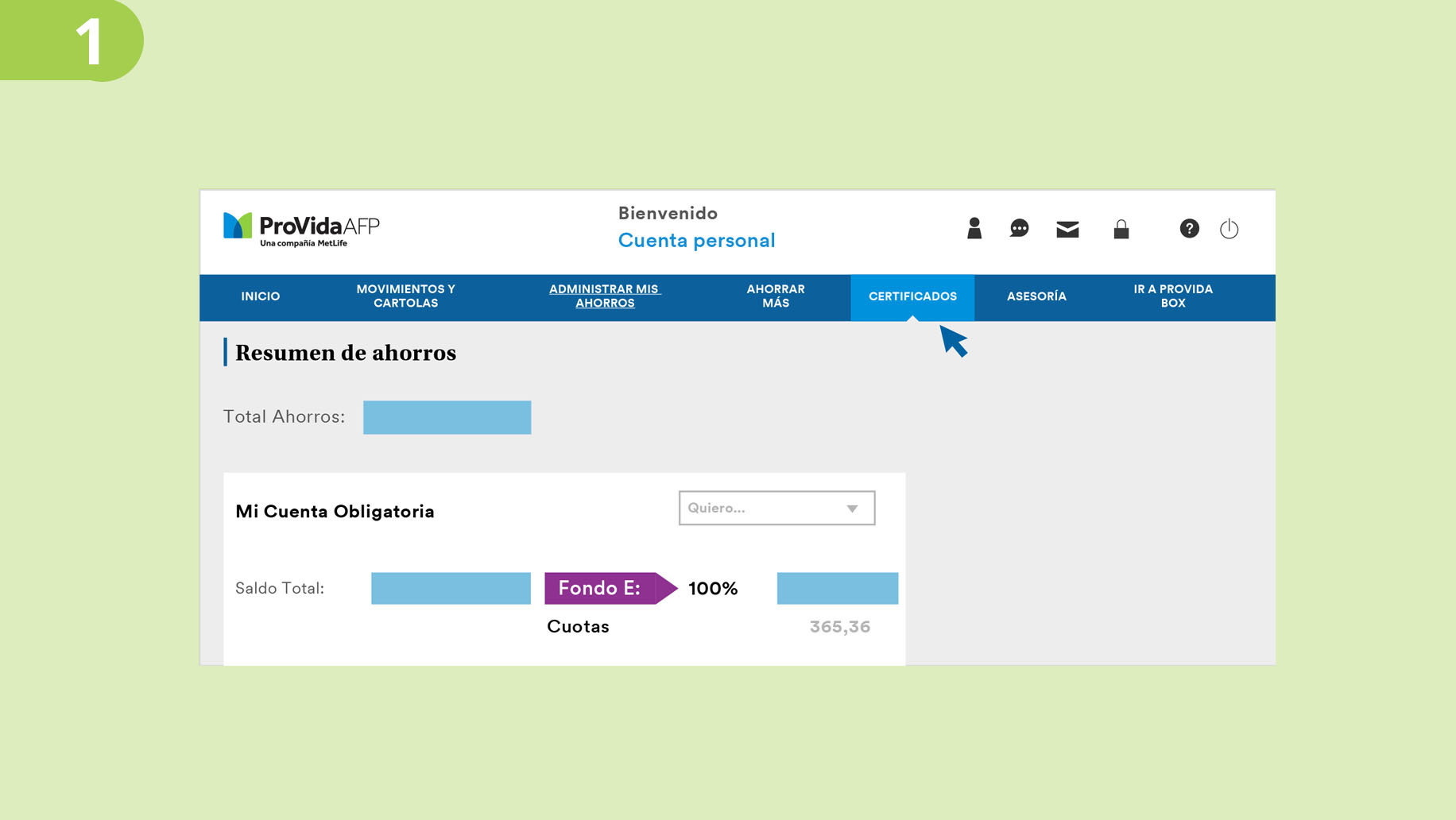 Paso 1 para descargar tu certificado de cotizaciones 